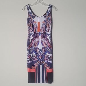 NWT Clover Canyon XS Paisley Fitted Stretch BodyCon Pencil Midi Tank Sexy Dress